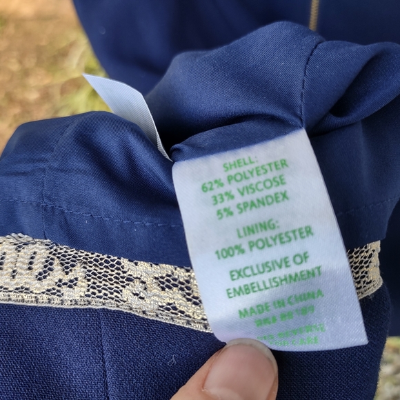 Lilly Pulitzer Navy Dress with Coral Embellishments - Picture 6 of 8